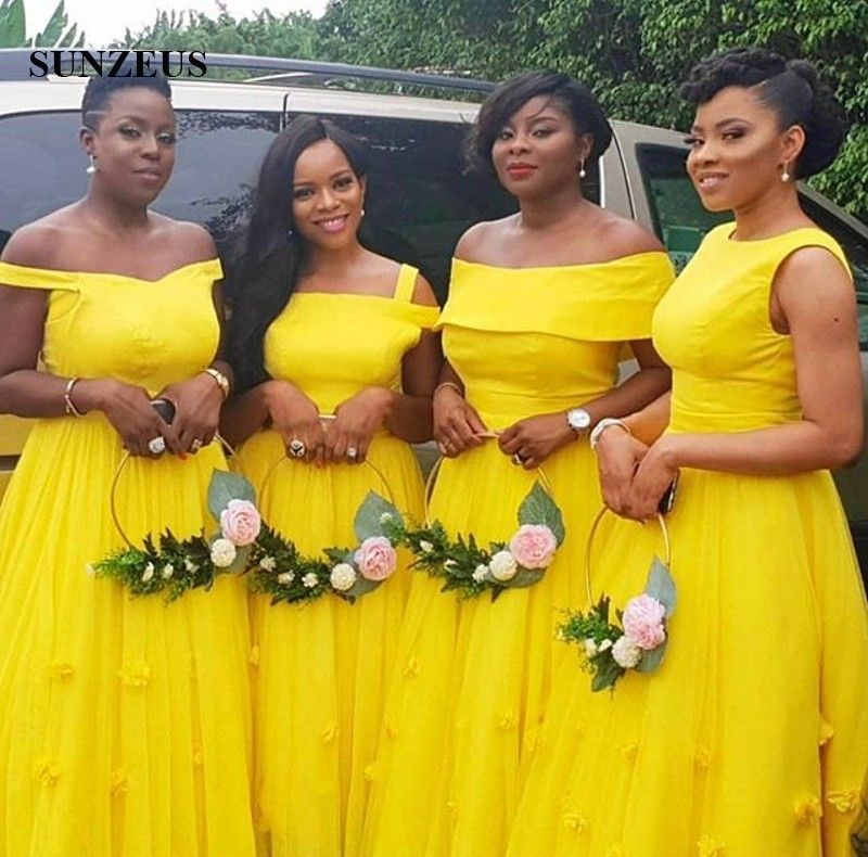 royal blue and yellow bridesmaid dresses
