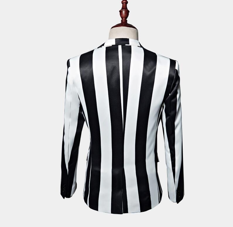 Compra 2020 Blazer De Rayas En Blanco Y Negro 3 Piezas Trajes Para Hombre  Chaquetas De Esmoquin De Boda Por Encargo Pantalones Chaleco Barato |  Entrega Rápida Y Calidad | Es.Dhgate