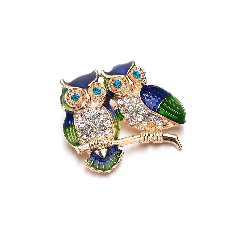 Bodhi2000 Women Enamel Owl Shape Rhinestones Brooch Pins Brooches Clip Gift for Female