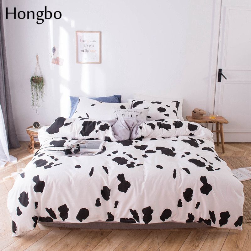 Hongbo Home Textile Sheet Set Black White Cute Cow Quilt Cover