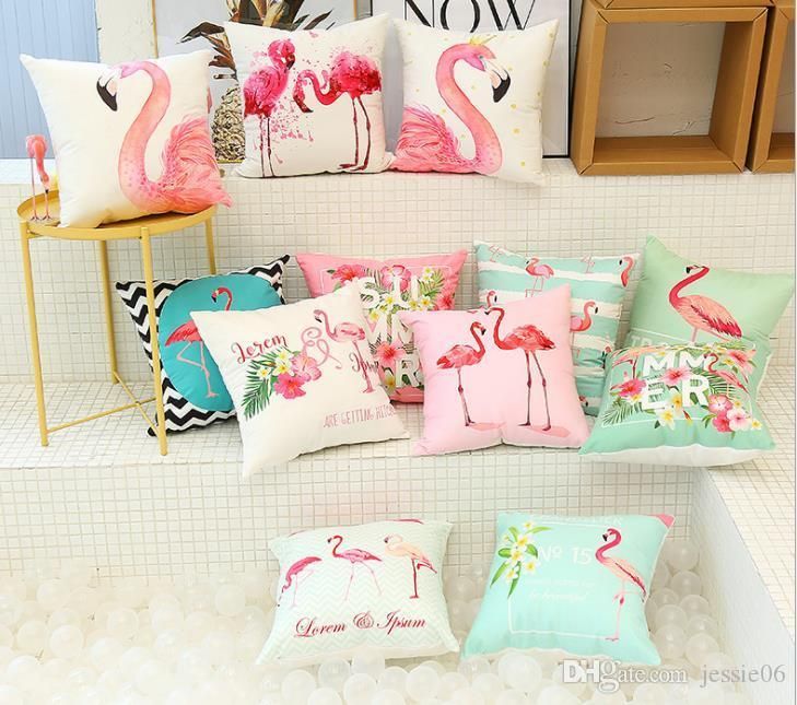 Printed Cushion Covers Pillow Cases Home Decor or Inner Flamingo