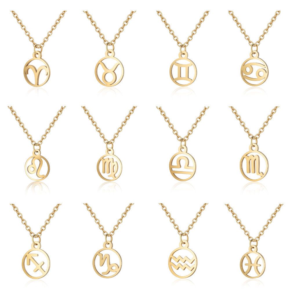 Zodiac sign pendants gold Clearance