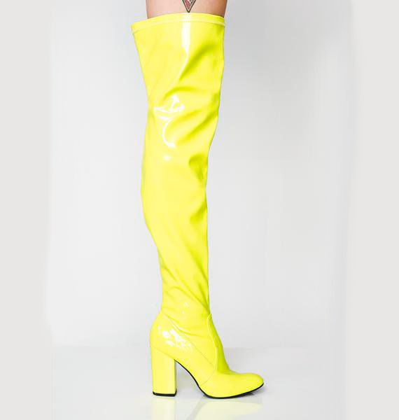 thigh high boots yellow