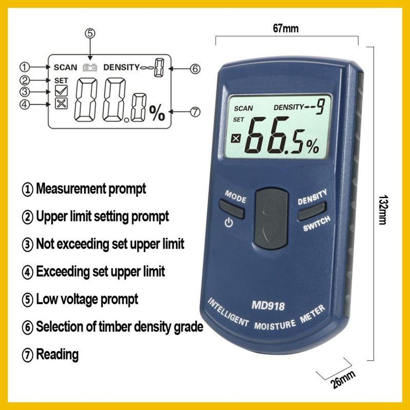 Inductive Wood Timber Moisture Meter Hygrometer Digital Tester Measuring tool