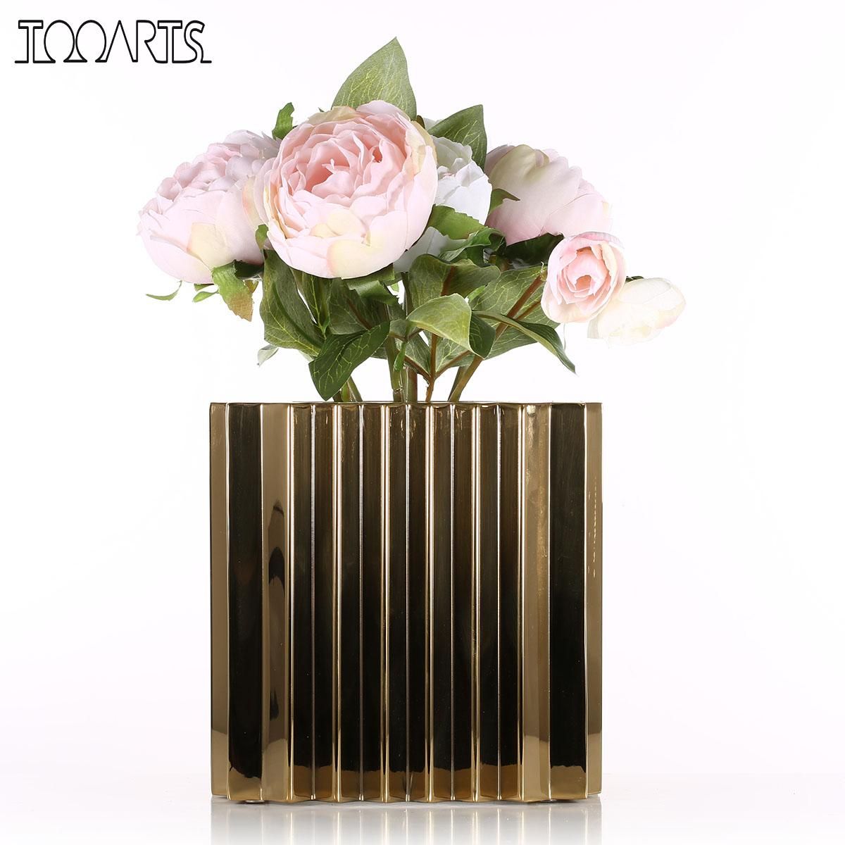 Tooarts Flower Pot With Wave Pattern Rustic Style Square Vase