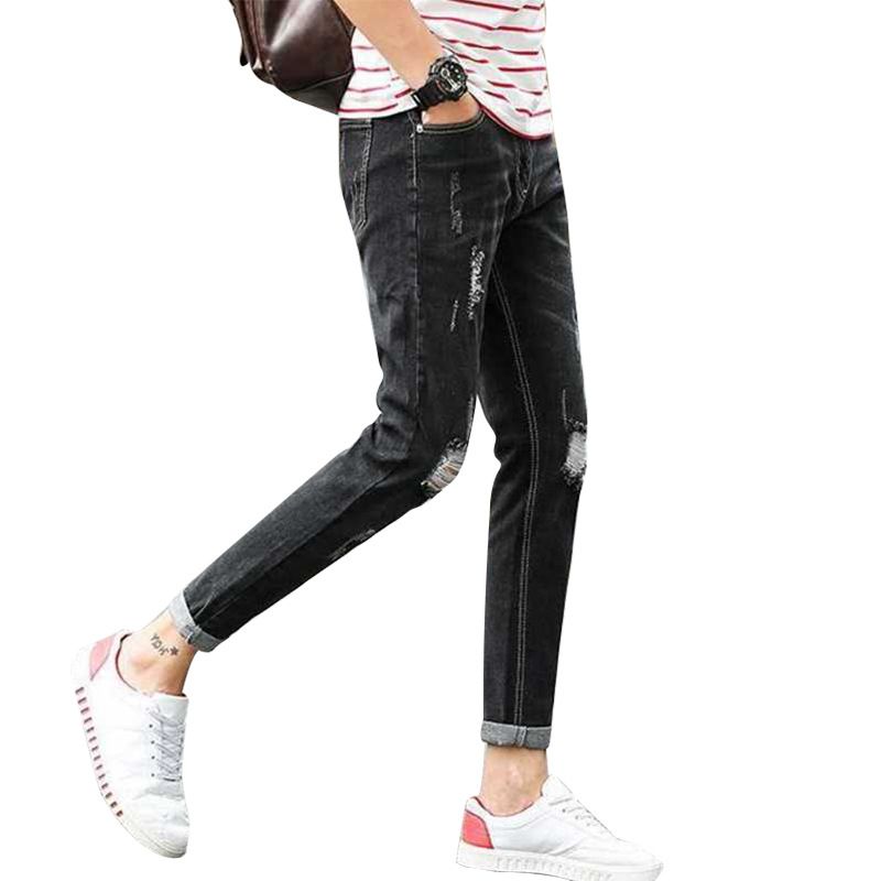 cuffed ripped jeans mens
