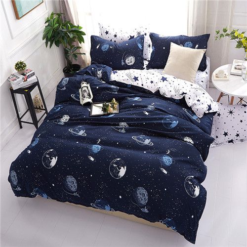 Cartoon Planetary Universe Printed Bedding Sets 3 Duvet Cover Set