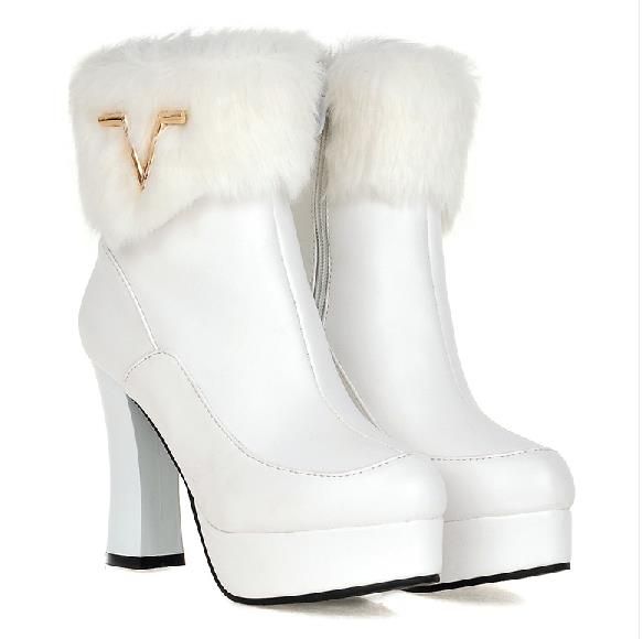 Size 33 To 43 With Box Keep Warm Bridal Wedding Boots White Black Ankle Booties Winter Fur Boots Winter Shoes Low Boots From Vivishoescity 44 69 Dhgate Com