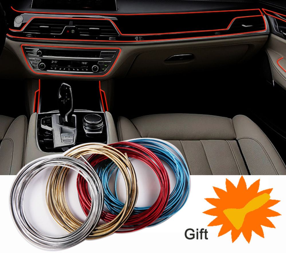 5M Car Styling Interior Decoration Strips Moulding Trim Dashboard Door Edge