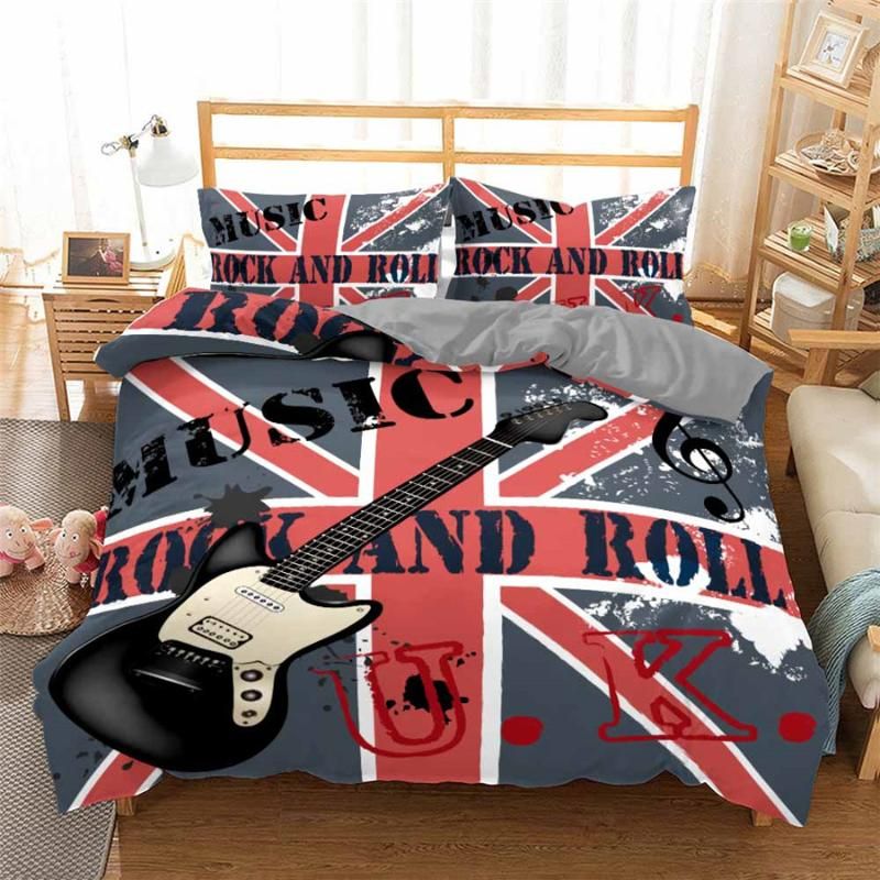 Helengili 3d Bedding Set Guitar Print Duvet Cover Set Bedcloth