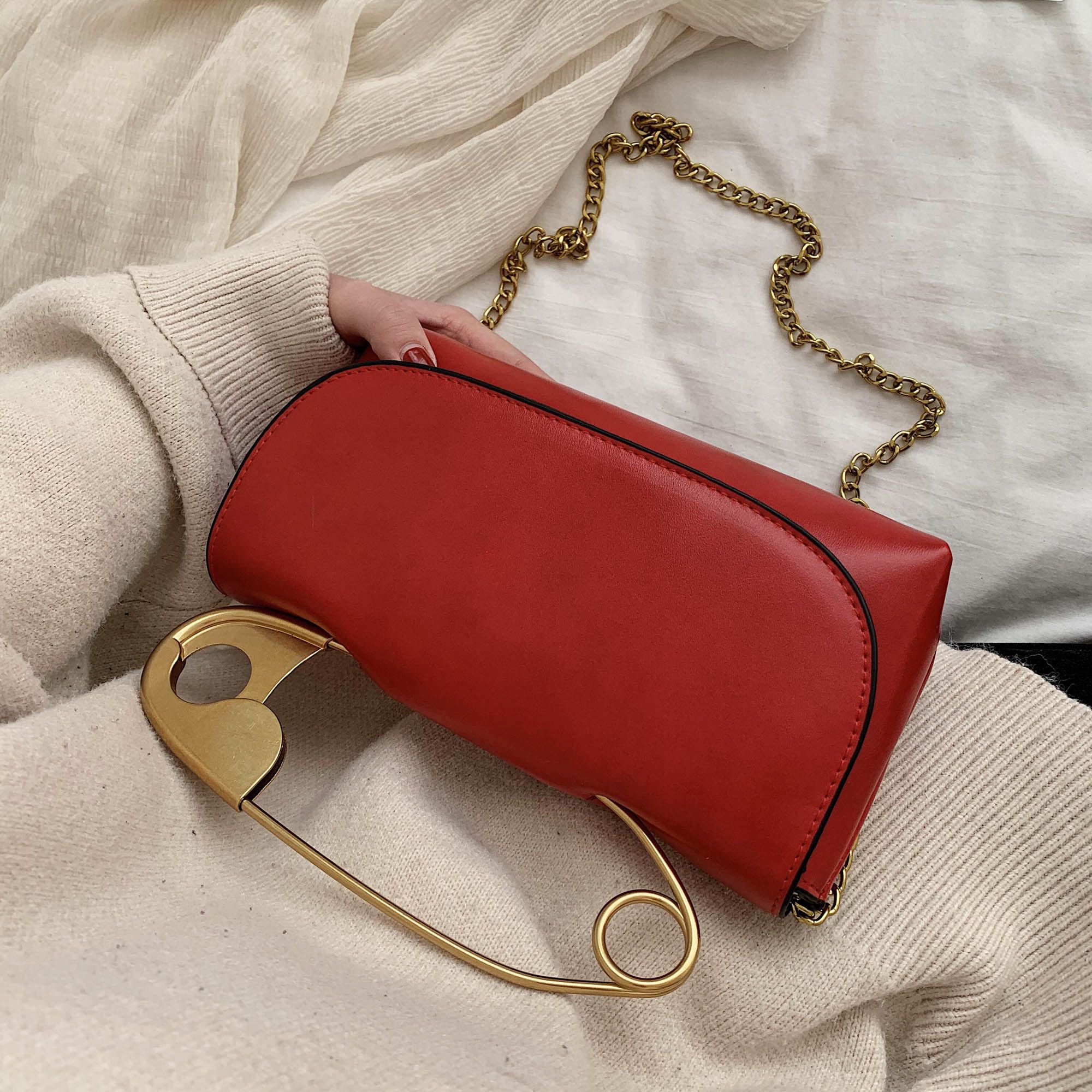 Color : Brown, Size : M Ybriefbag Handbag Ladies Handbag Colorblock One Shoulder Portable Leather Handbag Fashion Bag Ladies