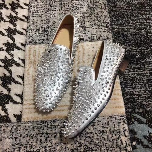 silver spiked loafers mens