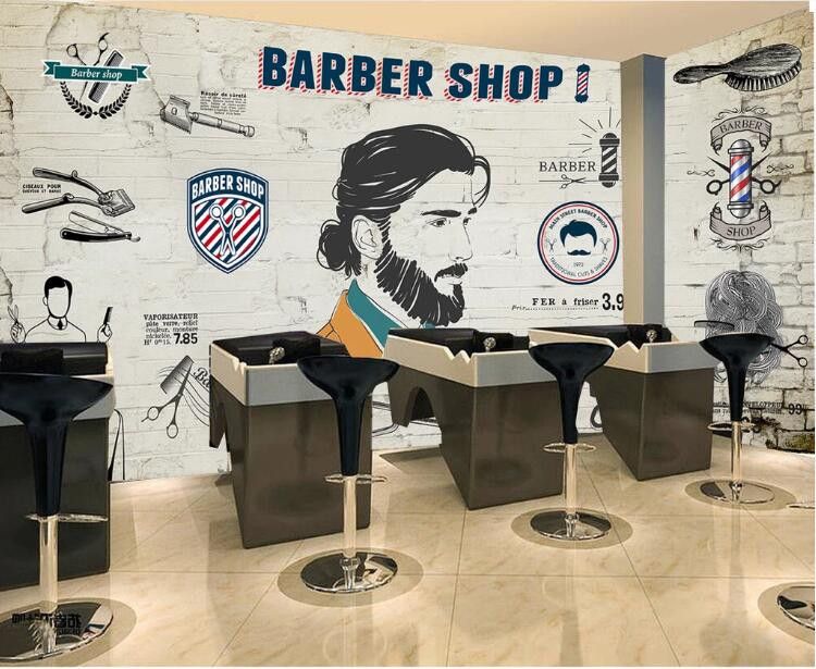 Retro Nostalgia European And American Trend Hair Salon Wall Paper