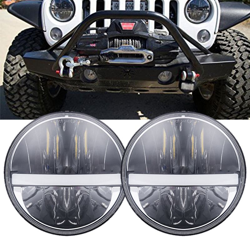 2x 7inch LED Headlights Hi-Lo Beam DRL for Jeep Wrangler Patrol GQ Truck 150W 