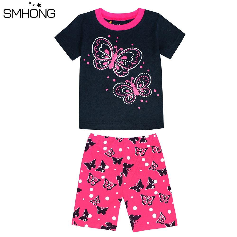 SMHONG Cartoon Letter Print Kids Pajamas Sets Long Sleeve Hot Pink 100/% Cotton Sleepwear Size 2-8 Years