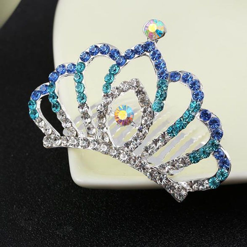 New Flower Girls Rhinestone Silver Crown Tiara Comb Pageant Princess Party