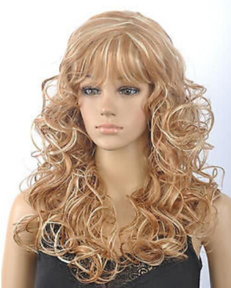 dark blonde wig with bangs