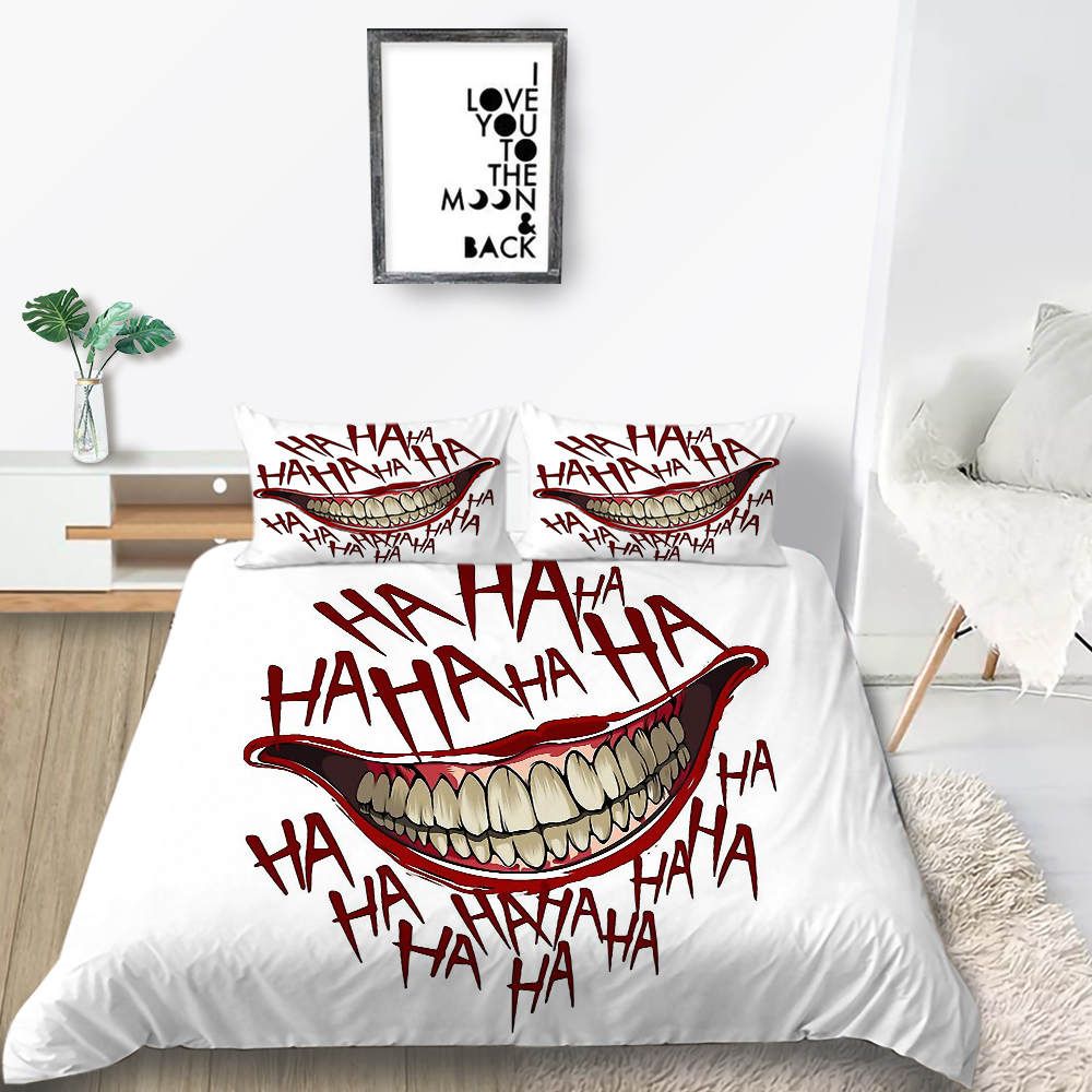 Smile Mouth Bedding Set King Size Funny Creative Duvet Cover White