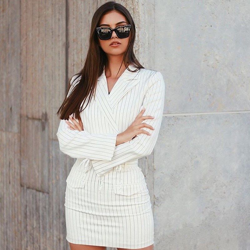 white blazer skirt set
