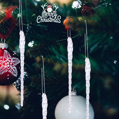 Clear Glass Icicle Ornaments Set Of 24 Christmas Tree Decoration Xmas Home