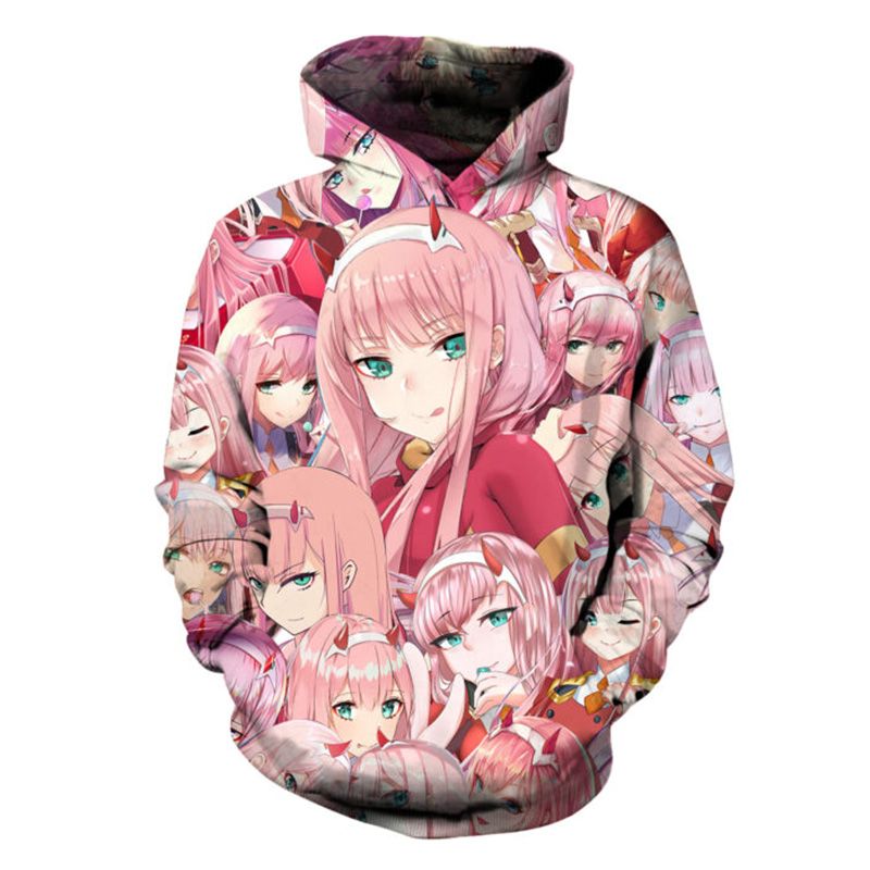 großhandel soshirl darling in der hoodies hipster anime zero two hoodie  unisex rosa mädchen gesicht tops kawaai netter pullover in Übergrößen von