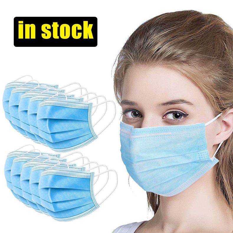 Disposable Profession Protective Mask 3-Ply Nonwoven Facial Cover Dust Mask Anti-COVID-19 Anti Bacterial Virus Safety Mask