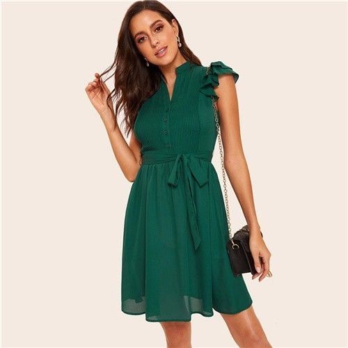 vestido plissado verde