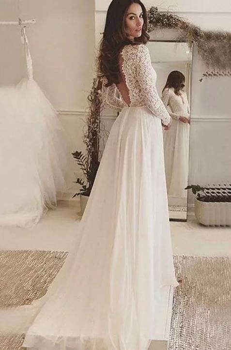 Vestito da sposa pizzo maniche lunghe Clearance