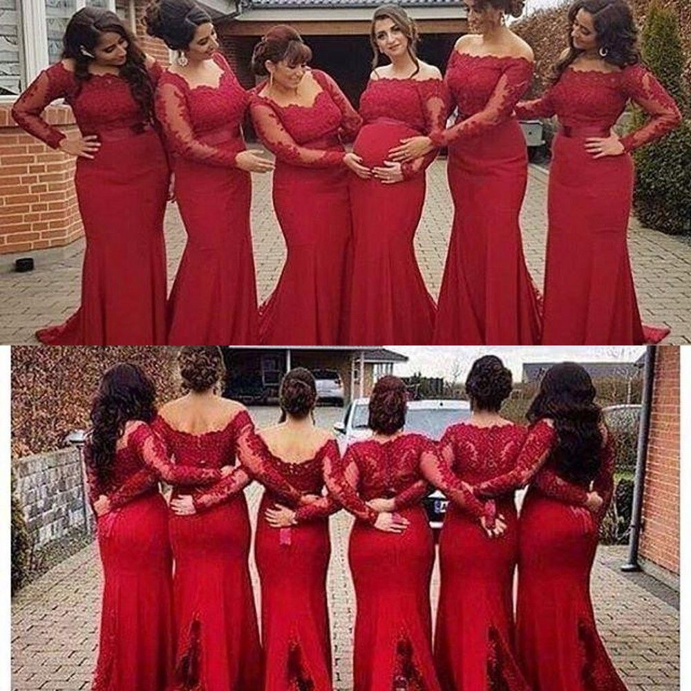 Dark Red Mermaid Bridesmaid Dresses 