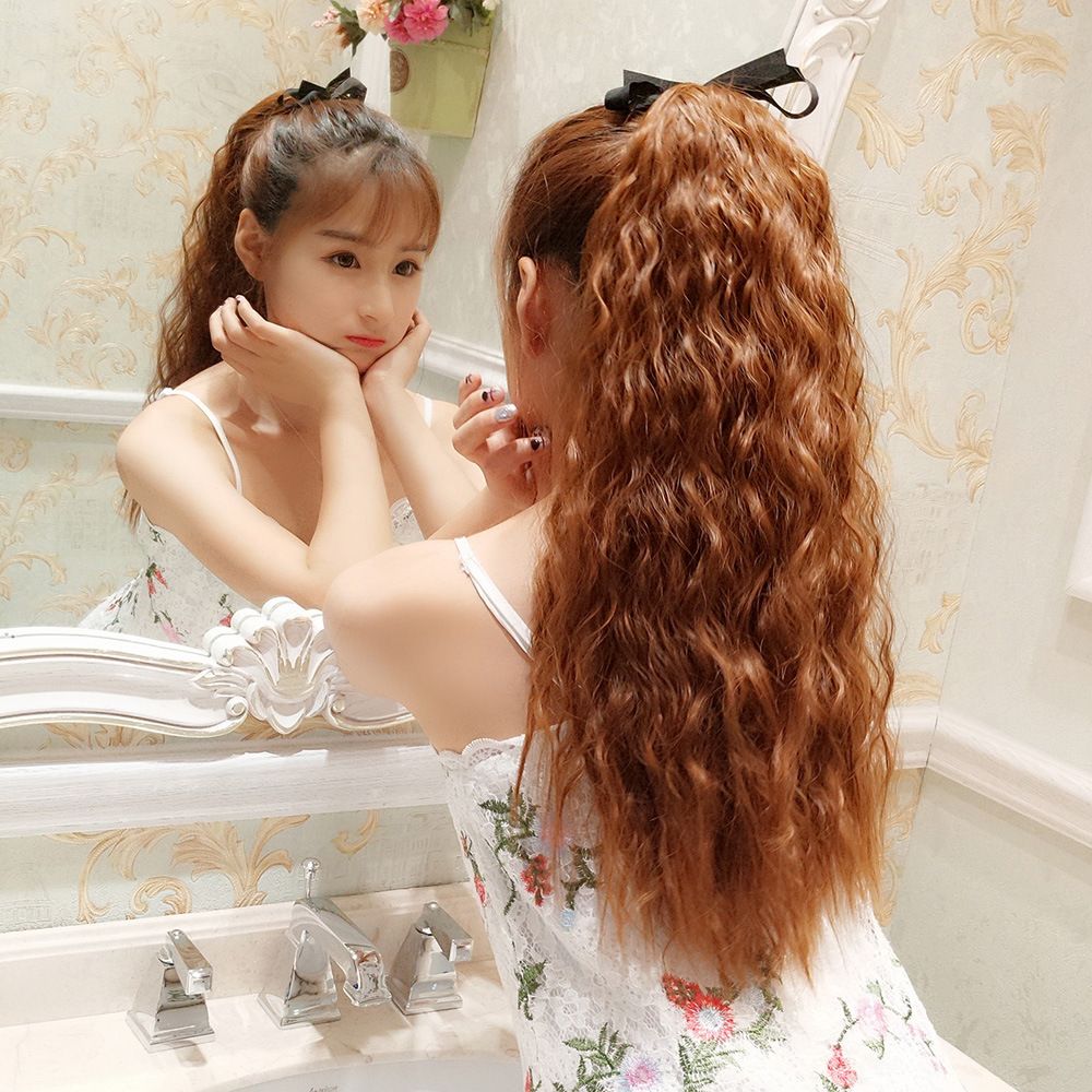 Girls Instant Noodles Roll Long Curly Hair Wigs Realistic Natural