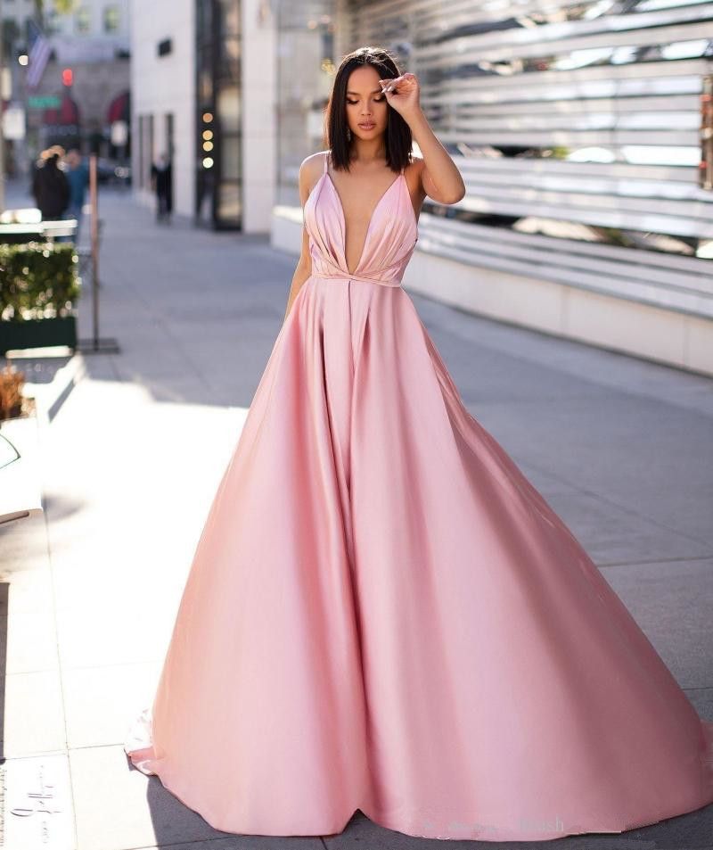 evening gown with plunging neckline