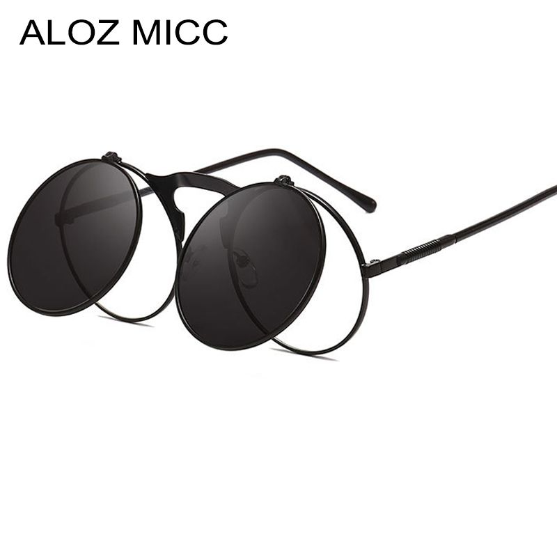 ALOZ MICC Vintage Flip Up Runde Sonnenbrille Männer Neueste Punk Metall Sonnenbrille Frauen Weibliche Mode Brillen Oculos De Sol A025
