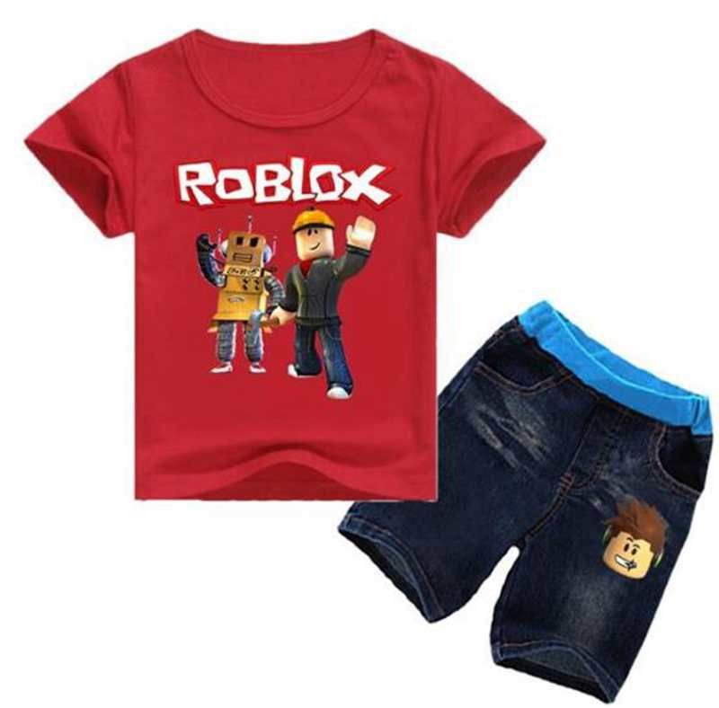 2020 Roblox Game Print T Shirt Tops Denim Shorts Fashion New Teenagers Kids Outfits Girl Clothing Set Jeans Children Clothes From Zlf999 13 67 Dhgate Com - roblox jeans with red shoes