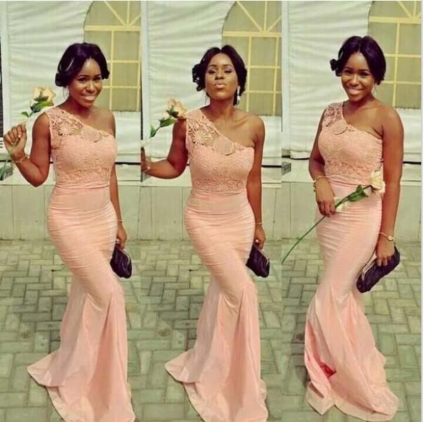 African Lace Mermaid Bridesmaid Dresses 