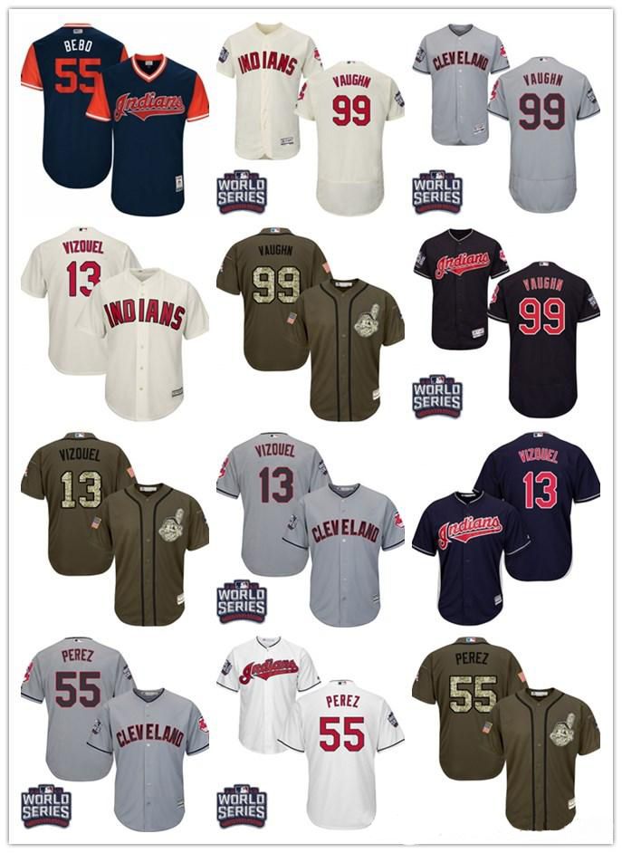 2020 Mens Women Youth ClevelandIndians Jersey 13 Omar Vizquel 99 Ricky