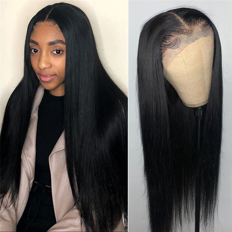 Straight Wig Soft Remy Virgin Brazilian hair 360 Lace Frontal Wigs Medium Size Cap Pre Plucked Straight Wig Soft Remy Virgin Brazilian hair 360 Lace Frontal Wigs Medium Size Cap Pre Plucked