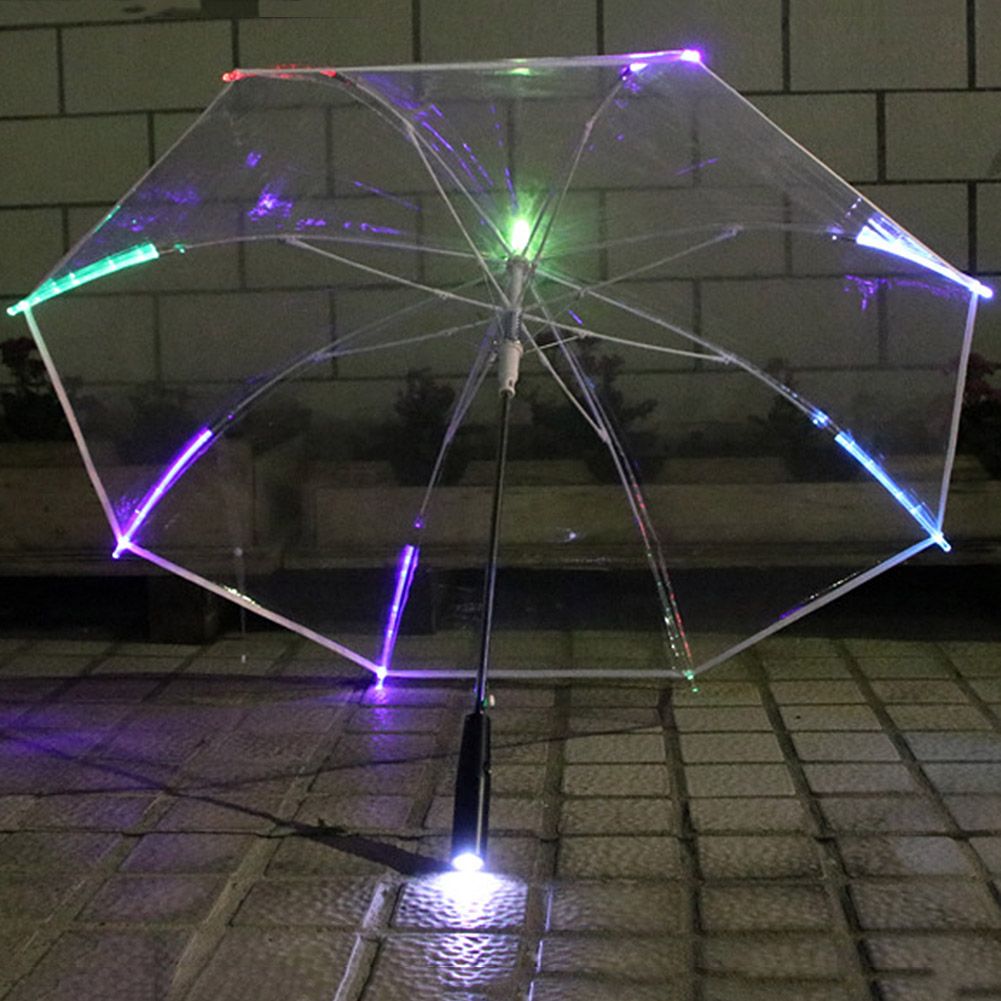2020 LED Umbrella Clear Colorful Glow Umbrella LED Color Changing Multipurpose Stick Long Handle