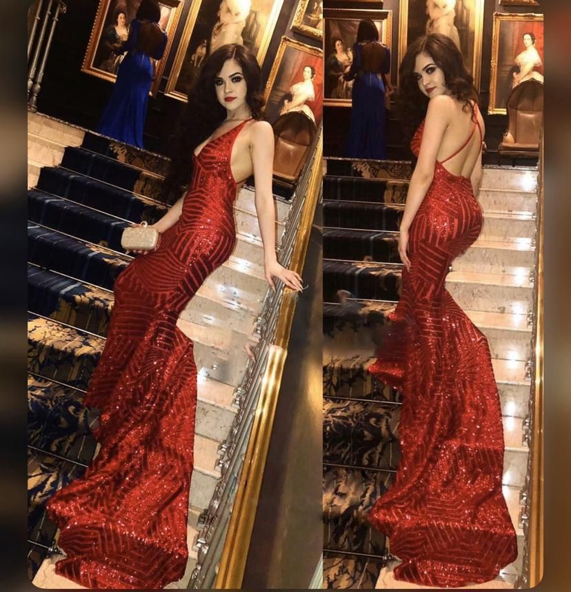 red sexy evening gown