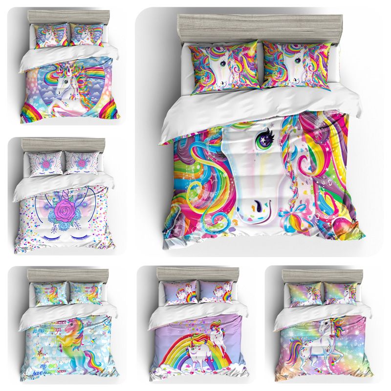 Bedding Set Duvet Cover Unicorn Home Black Comforter Full