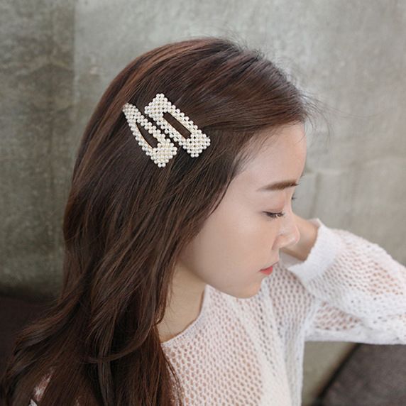 Women Fashion Hair Clip Crystal Rhinestone Pearl Hairpins Girls