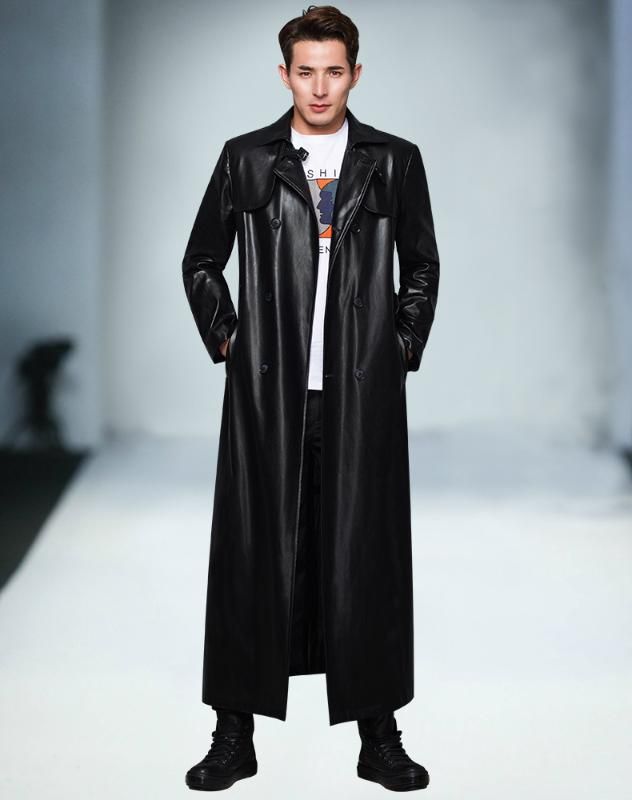leather overcoat men