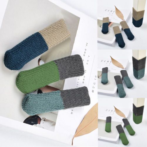 Chair Table Leg Cotton Sock Sleeve Cover Flower Wool Knit Floor
