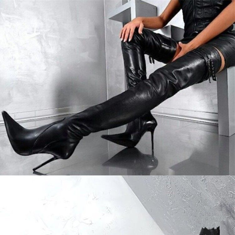 ladies thigh high leather boots