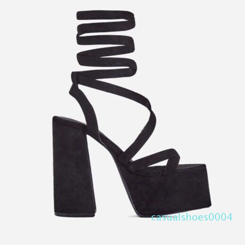 black strappy sandals with thick heel