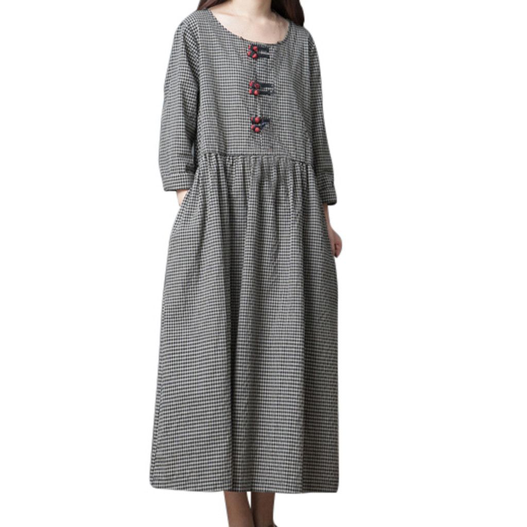 Vestido Mujer Largo Big Code Girl Estilo Japonés Lino Largo Vestido Mujer Largo Big Code Girl Estilo Japonés Lino Largo