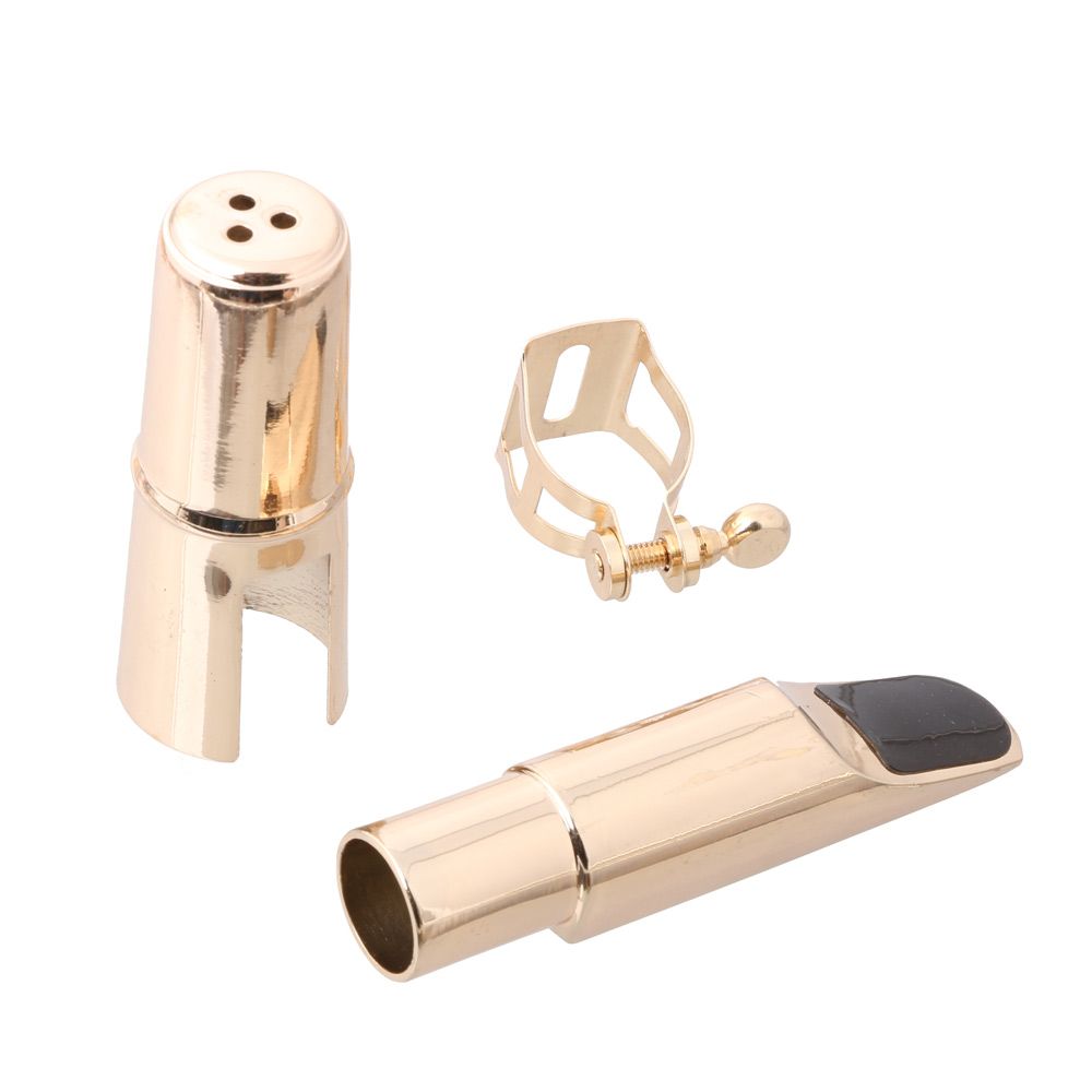 2021 Alto Sax Saxophone Mouthpiece Metal W/ Cap Ligature Gold Plated