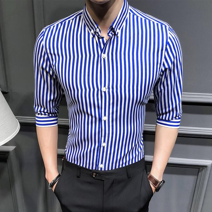 Men/'s Business Shirt Fashion Seven-point Sleeves Slim Casual Tops Large Size