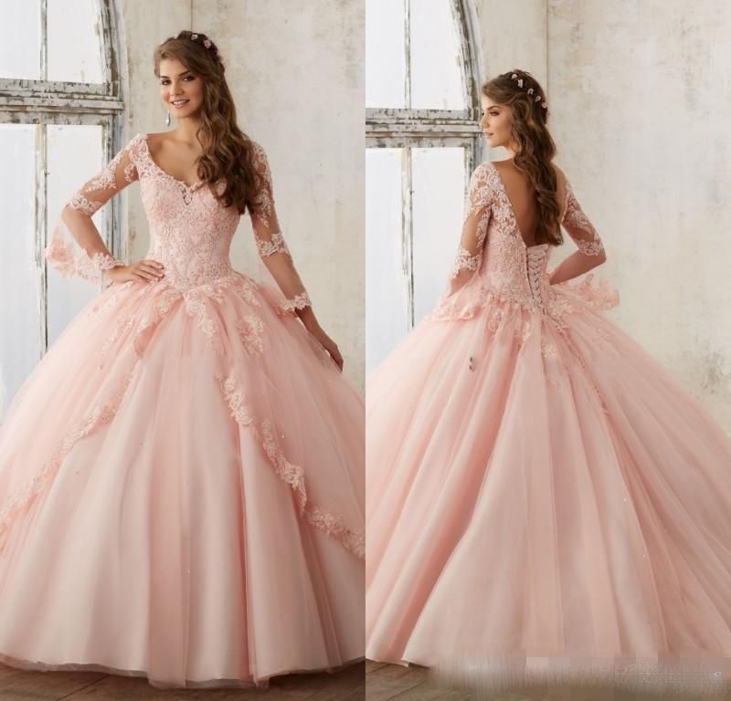Foto Real Fuera Del Hombro Flores de Color Rosa Bebé vestido de Bola  Vestidos de Quinceañera 2017 Custom vestidos de Quinceañera de Tul Vestidos  De 15 Anos|ball gown quinceanera|gowns quinceaneraball gowns quinceanera