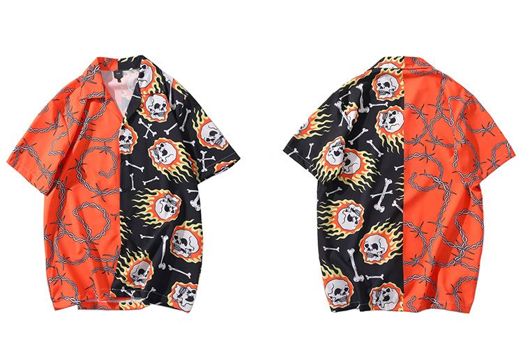 hhalibaba Camicia Hawaiana Camicia Hip Hop da Uomo Streetwear Pistola Pistola Camicia da Spiaggia Harajuku Camicie Sottili estive Hawaii Camicie Maniche Corte