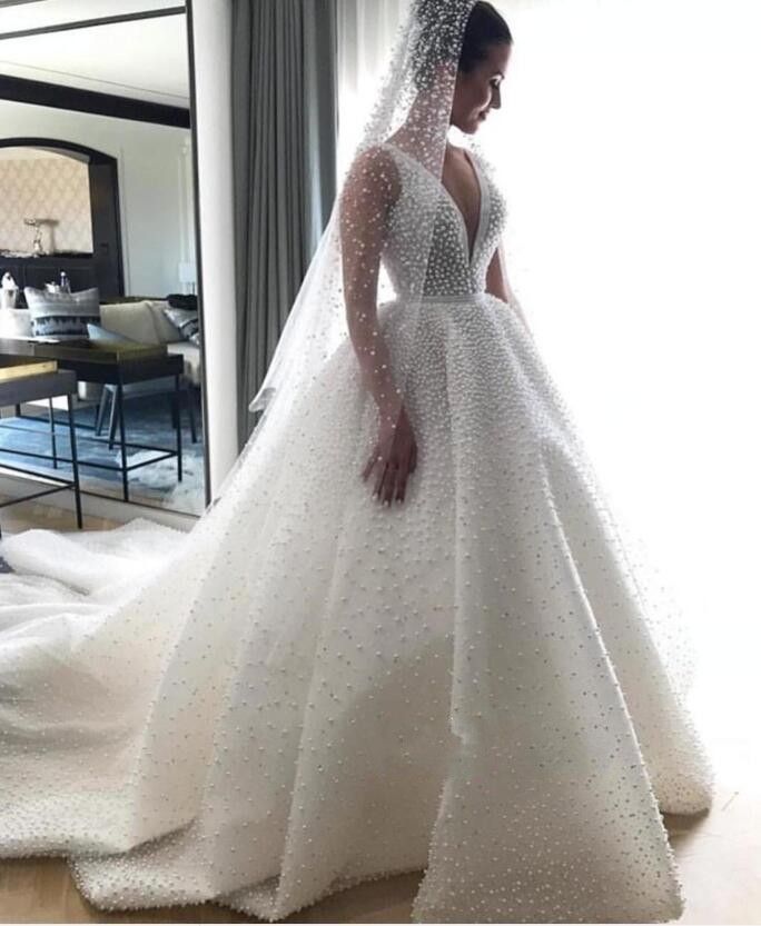 Beaded pearl wedding dress Clearance